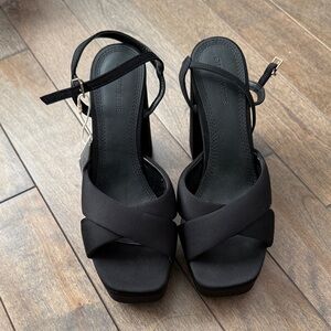 Stradivarius Black Platform Heels
